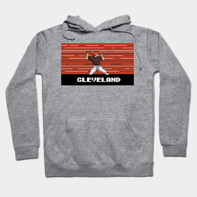 8-Bit Quarterback - Cleveland Hoodie by The Pixel League